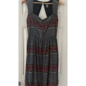 Anthropologie Maple Pailsey 4 100% Silk Midi Dress Geometric Boho Chic Retro